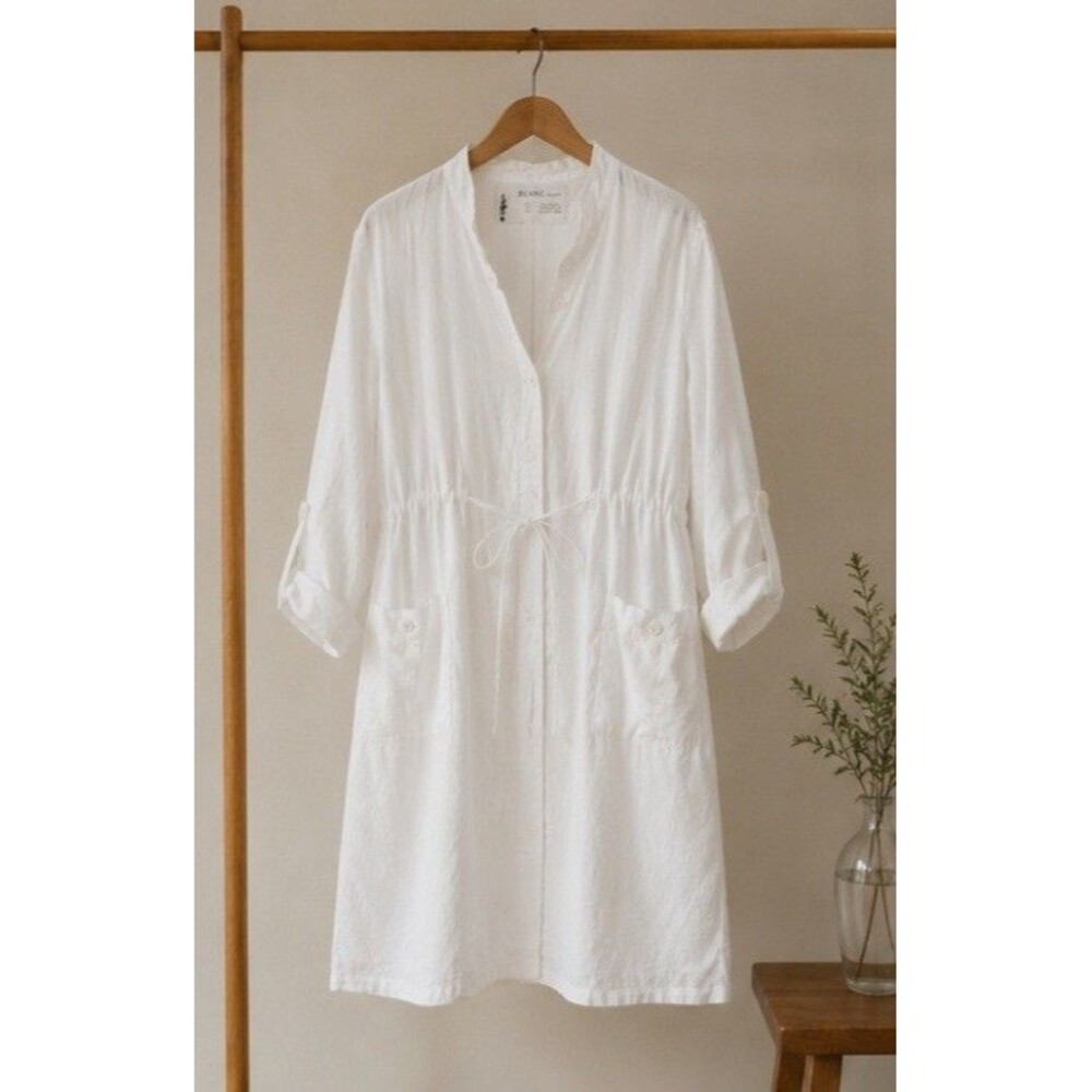 Blanc Basque Japanese Duster Jacket White Sheer Linen Cotton Made In Japan S - Picture 8 of 11